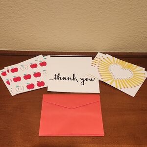 🍎Thank You and Greeting Card Set -9 Cards/Envelopes